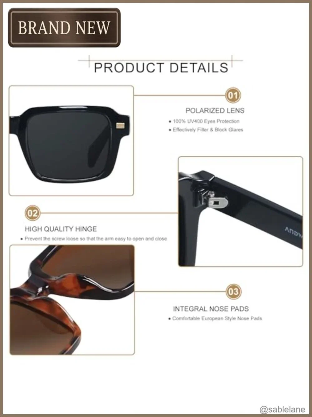 Vintage Rectangular Polarized Sunglasses for Women Men Retro Square Shades